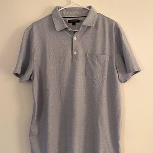 Banana Republic Large Blue & White Striped Performance Polo Shirt